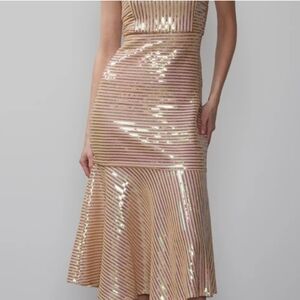 Lina Blush Pink Sleeveless Sequin Trim Mermaid Dress Size Medium See Measurments